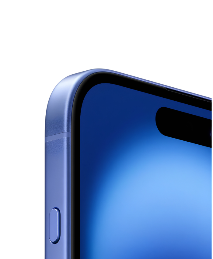 iPhone 16 azul zoom borde