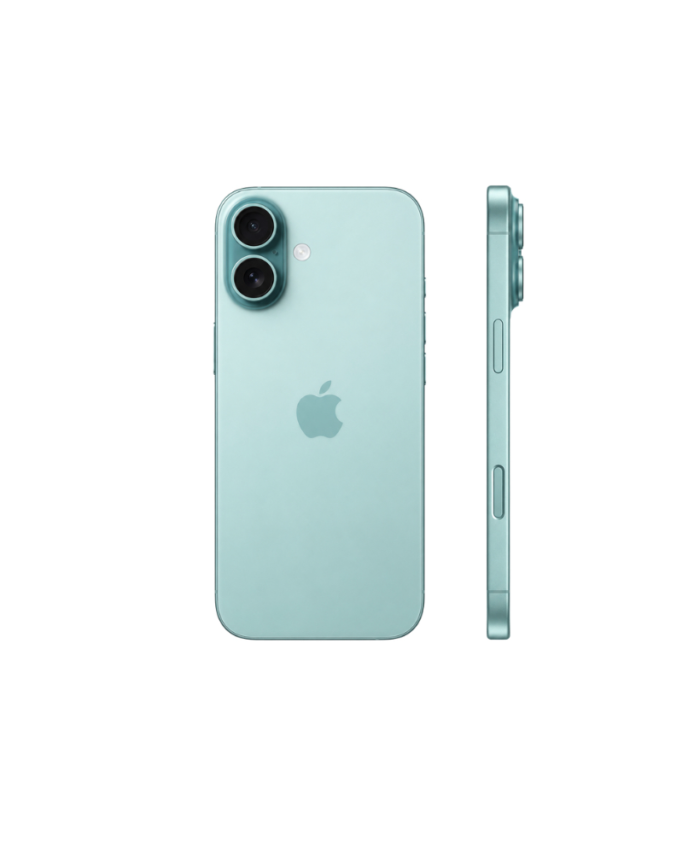 iPhone 16 verde agua parte trasera