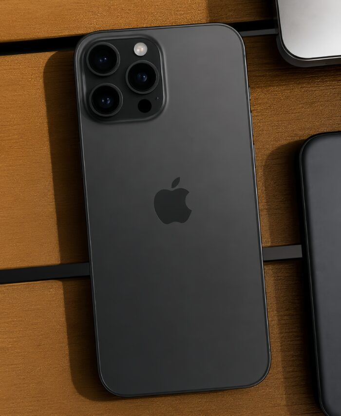 iPhone 16 Pro Max Negro fondo madera