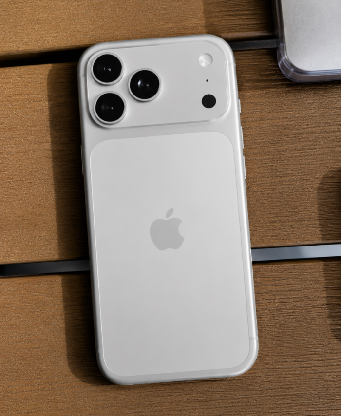 iPhone 17 pro gris fondo madera